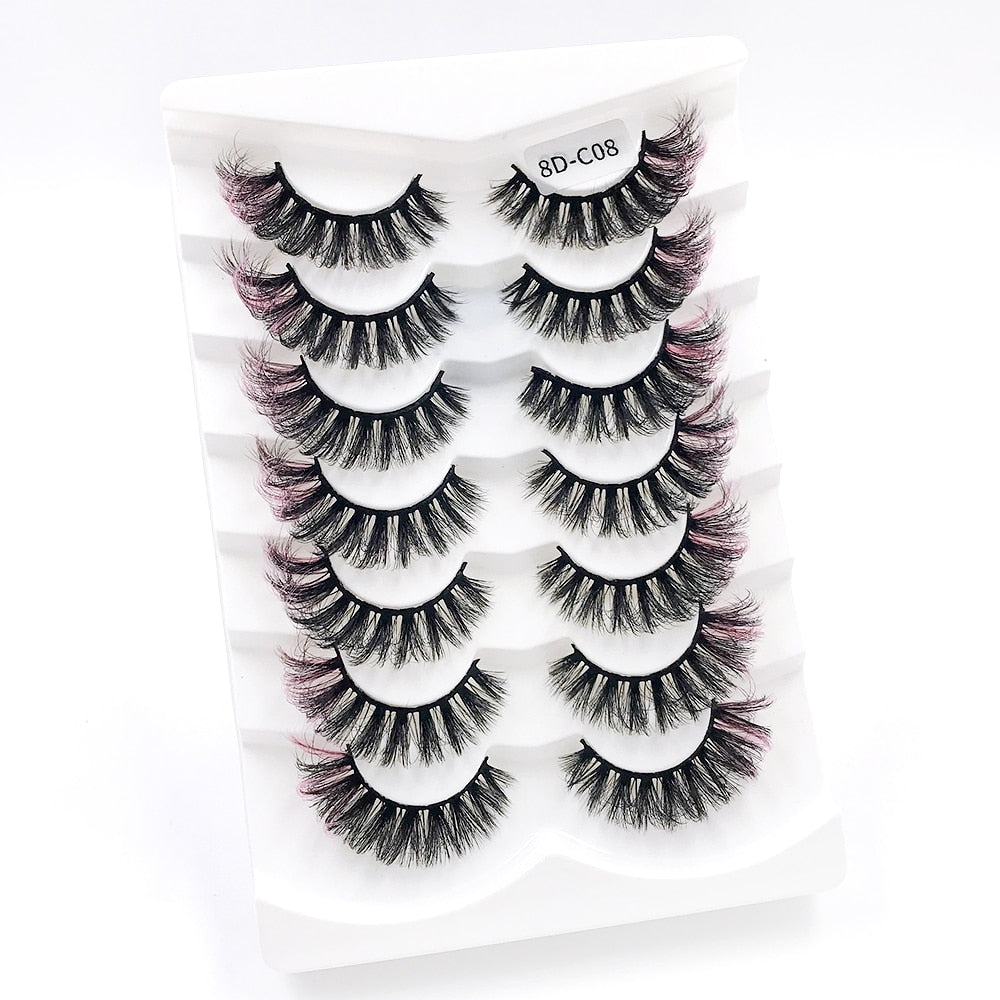 7pairs Colored Lashes 22 Styles 3d Mink Lashes Dramatic Colorful Natural Eyelashes Extension Fake Eyelashes