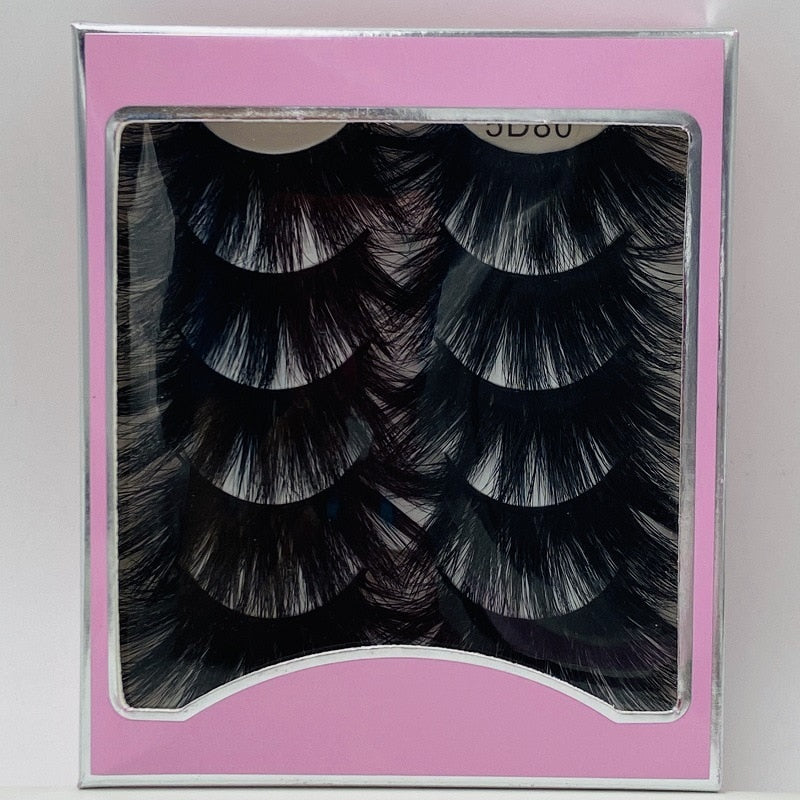 5 Pairs Mink Hair Lashes 25mm 5D Fluffy Soft Fals Eyelashes Natural Long Thick Eyelash extension Reusable Fake Lash