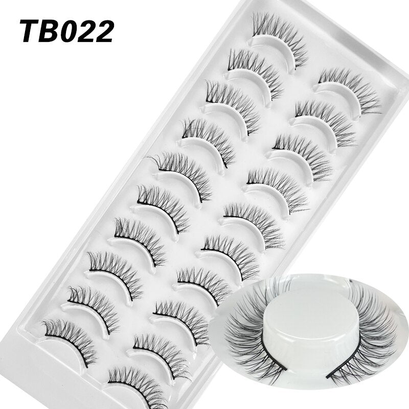 10 Pairs Natural 3d Faux Mink False Eyelashes Dense Curls Slim Short Lashes Cosplay Dramatic Eyelashes