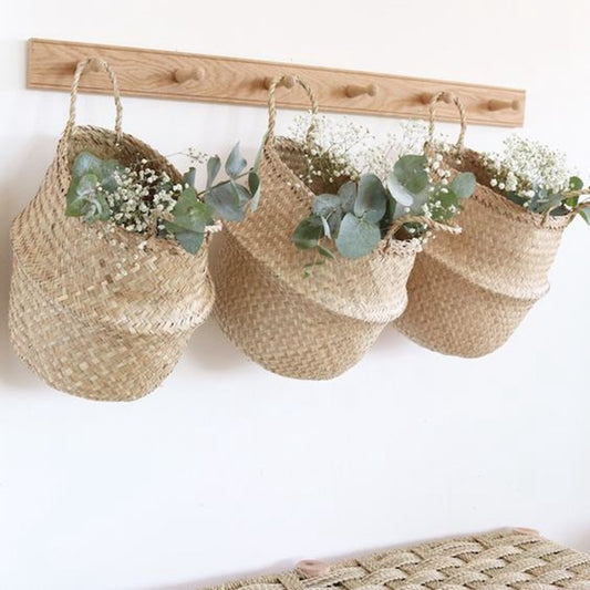 Wicker Storage Basket Flower Baskets Potted Plant Laundry Storage Decorative Basket Rattan Flower Pot Garden Planters