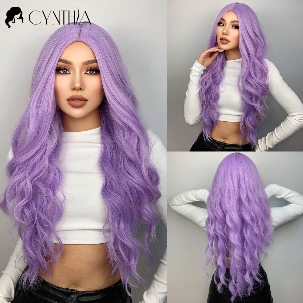 Blonde Synthetic Wig for Woman Long Body Wave Hair Cosplay Lolita Party Natural Heat Resistant Wigs Fiber Daily Hair