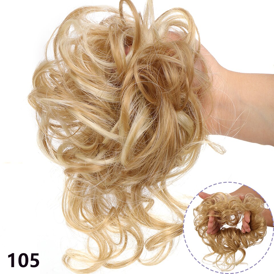 Synthetic Hair Bun Messy Scrunchies Hairpiece Accessories Claw Clip Chignon Curly Fake Hair Elastic Hair Band for Women