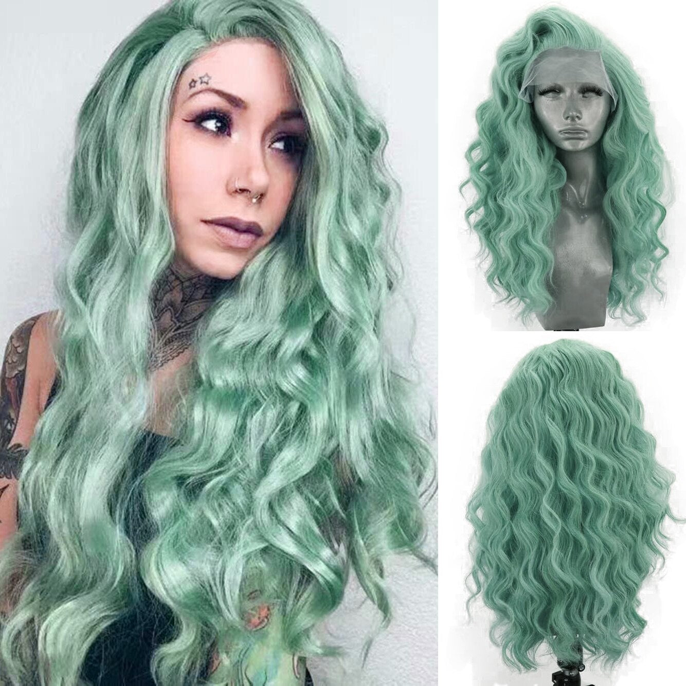 Synthetic Lace Front Wig Body Wave Blue Wig for Women Natural Hairline Black Wigs Daily Use Cosplay Wig