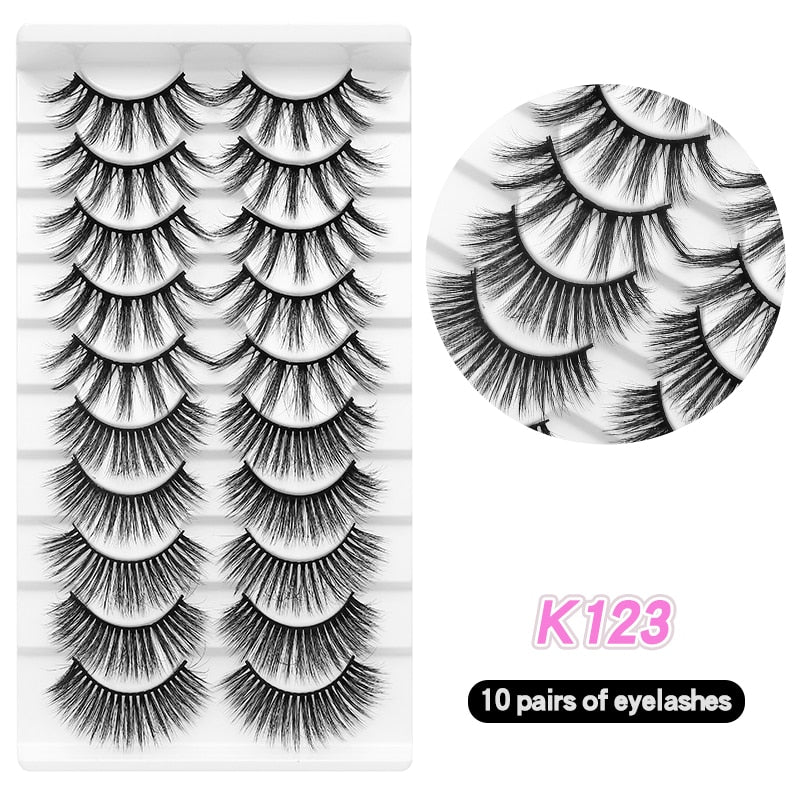 10Pairs Eyelashes Natural Long False Eyelashes Bulk Extension Individual Mink Lashes