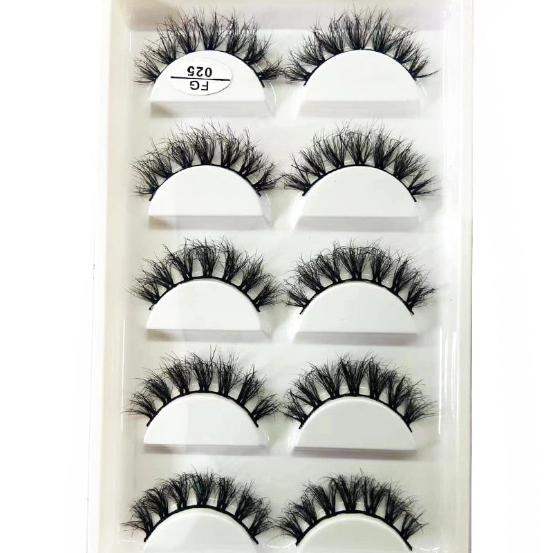 5 Pairs Handmade 3d mink lashes short False Eyelashes Dense Natural Long Messy Eye Lashes Reusable Stage False Eyelashes