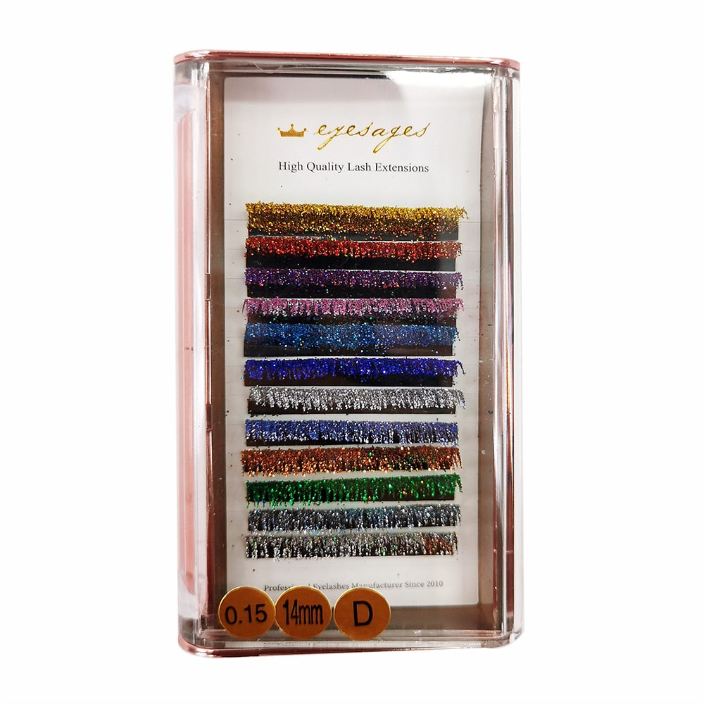 Mix Colors Glitter Eyelash Extensions Shiny Colorful False Lashes Faux Russian Volume Individual Lashes