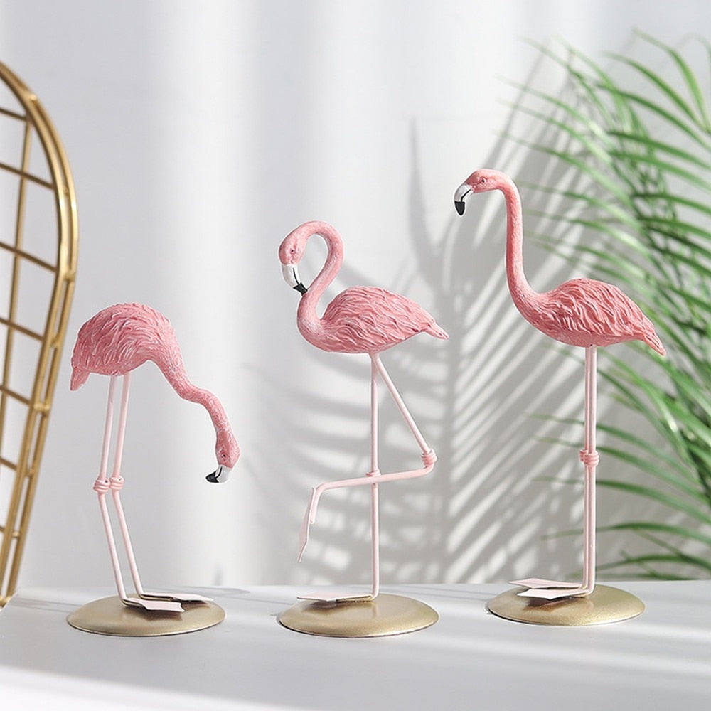 Nordic Style Flamingo Figurine Decoration Fairy Garden Livingroom Office Home Decor Accessories