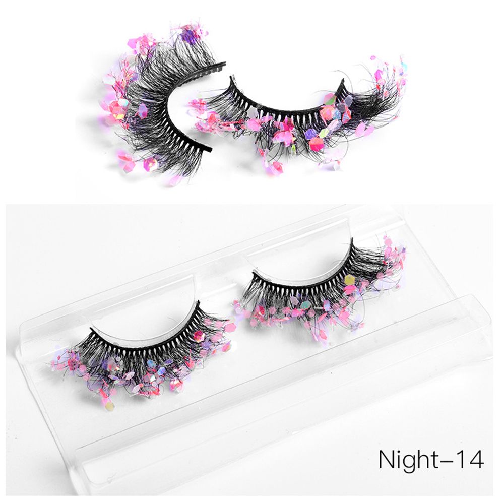 1Pair Colored Lashes Natural Long Butterfly Eyelashes Handmade Full Strip Faux Mink Lashes With Butterflies Luminous Eyelash