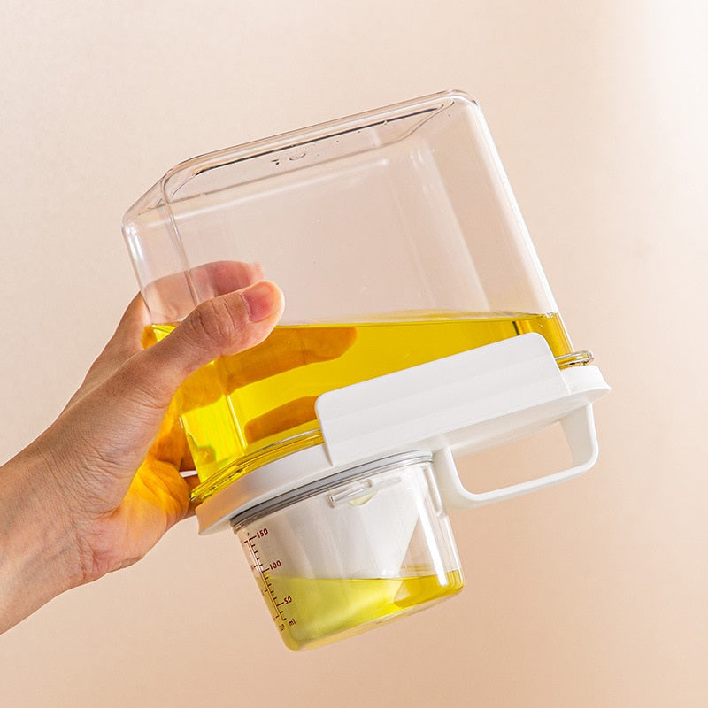 Airtight Food Storage Container Transparent Kitchen Cereal Storage Jars with Measuring Cup Pouring Spout Cabinet Organizer Box