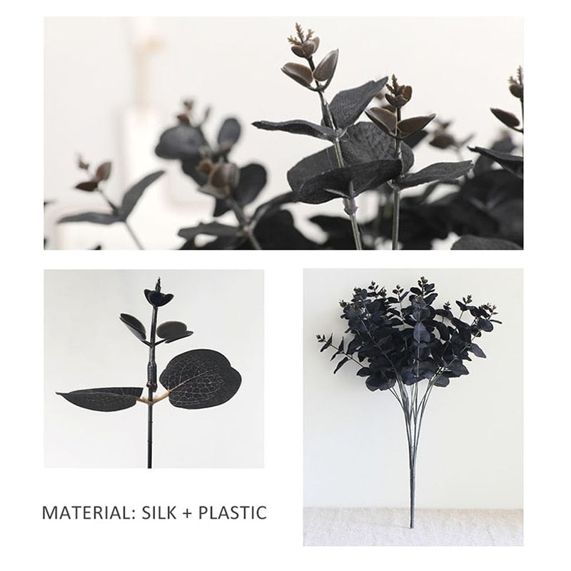 1PCS Simulation Black Eucalyptus Leaf Fake Flower Simple Home Decoration Lysimachia Artificial Plant