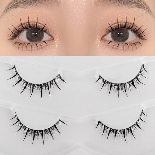 2pairs Clear Band Eyelashes Mink 3D Natural Long False Lashes Invisible Thin Band Eyelash Handmade Crisscross Lashes Makeup