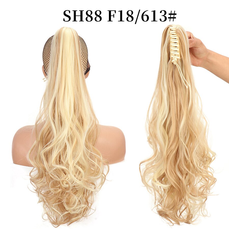 Synthetic Claw Clip Ponytail Extension Wavy Ponytail Long Straight Hair Ponytail Extension Clip Type Ladies Wig