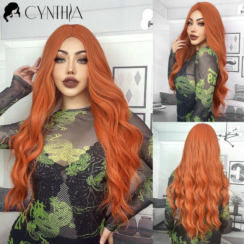 Blonde Synthetic Wig for Woman Long Body Wave Hair Cosplay Lolita Party Natural Heat Resistant Wigs Fiber Daily Hair