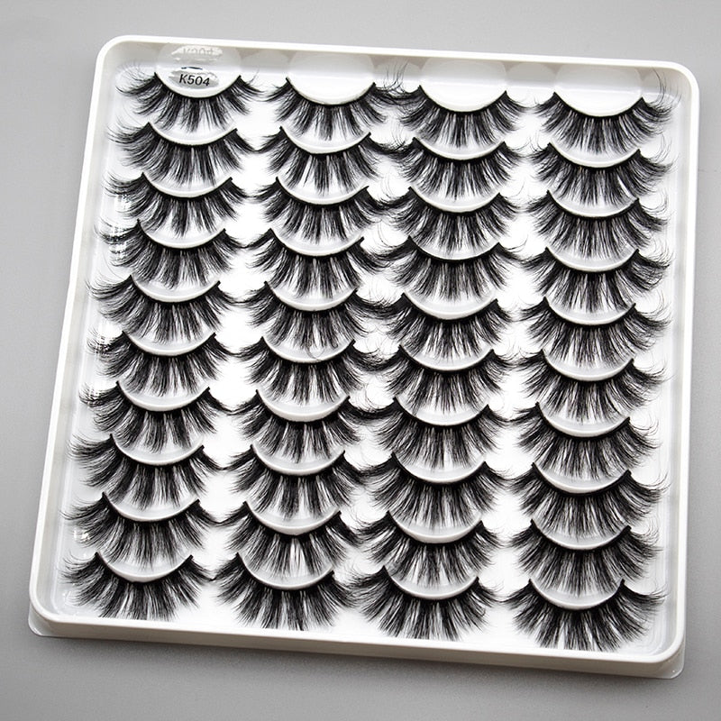 20 Pairs Mink Fluffy Lashes Eyelash Extension Natural False Eyelashes Dramatic Volume Lashes Reusable Lashes