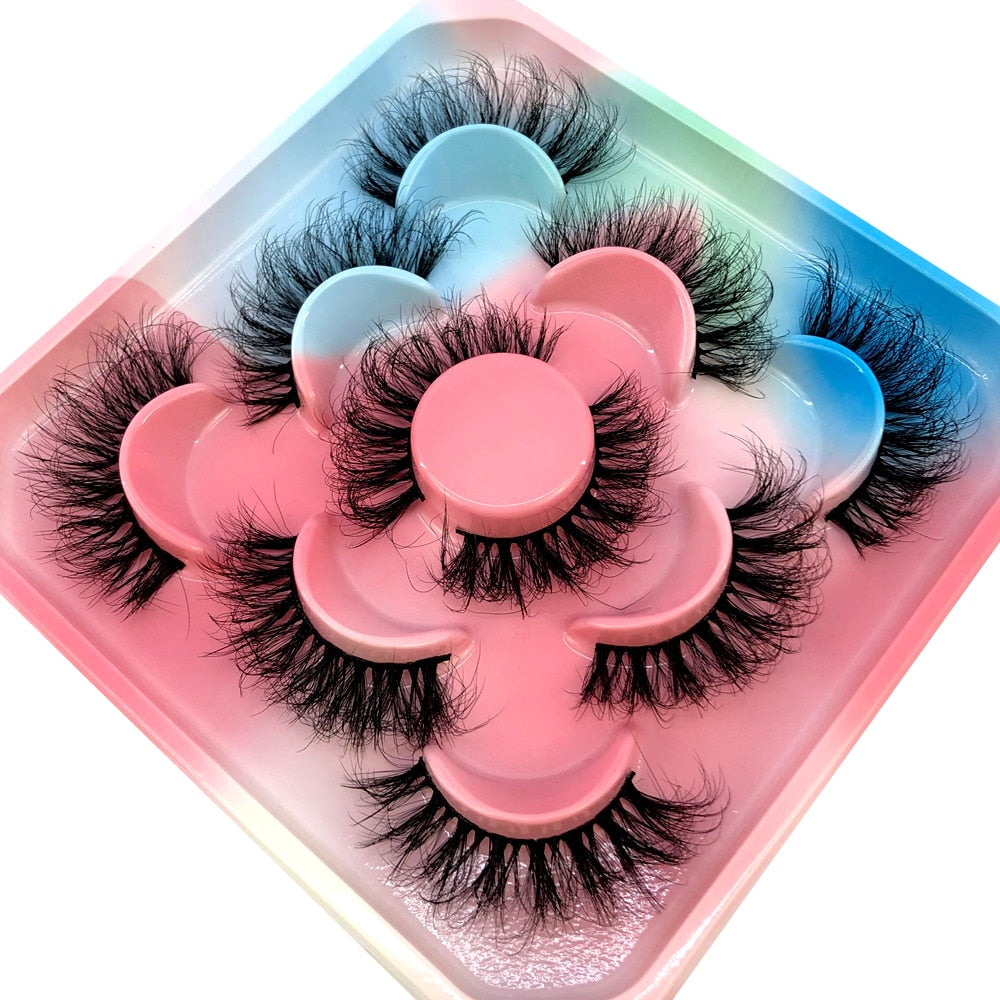 5 Pairs 3D Mink Lashes Natural Mink False Eyelashes Dramatic Volume Fake Eyelash Extension Faux Cils