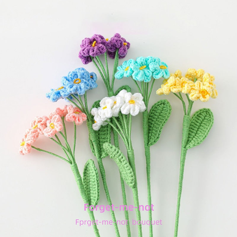 Knit Flower Lily Tulips Fake Flowers Bouquet Decoration Hand-woven Home Decorate Creative Knitting Flowers