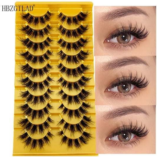 Mink Eyelashes 8d Fluffy Cat Eye Lashes Pack Fake Eyelashes Manga Lashes 10 Pairs 3D Clear Band Lashes Natural