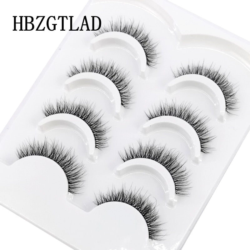 4 pairs 3D mink lashes natural long invisible thin band fake lashes curl transparent soft eyelashes