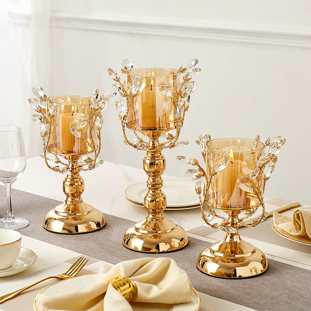 Golden Candle Holder Metal Candlestick Festival Wedding Dining Table Accessory  Home Decor