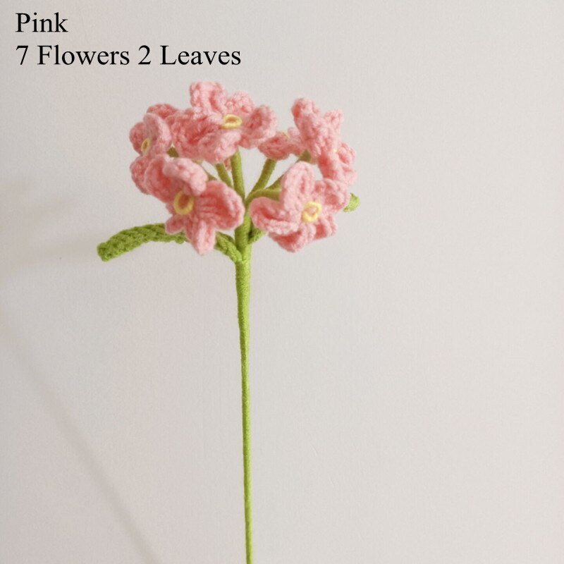 Finished 10pcs Hand-knitted Forget-me-not Yarn Crochet Decorative Artificial Flowers Home Decoration