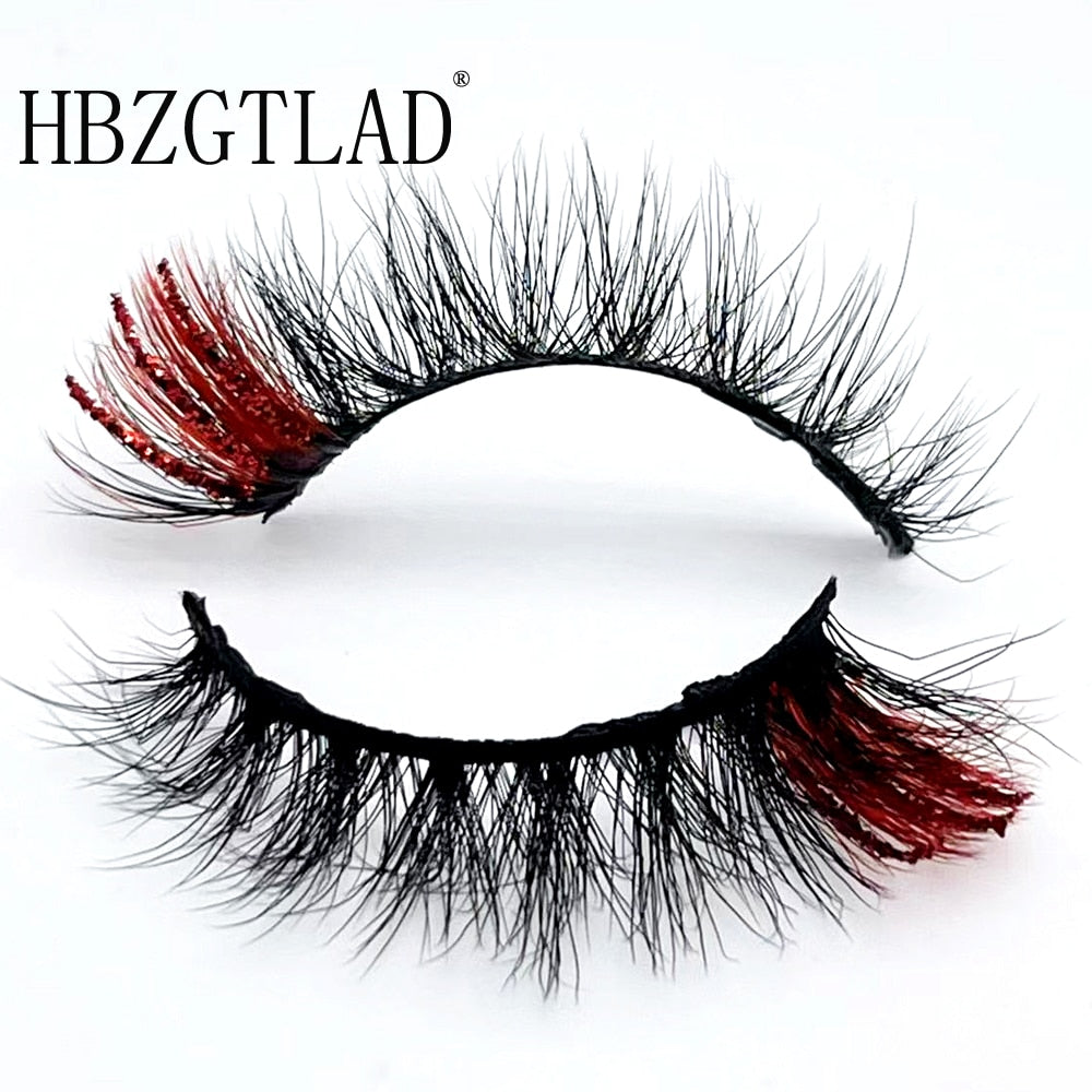 Colored Lashes Glitter Lashes Mink 15mm -20MM Fluffy Color Streaks Cosplay Makeup Beauty Eyelashes