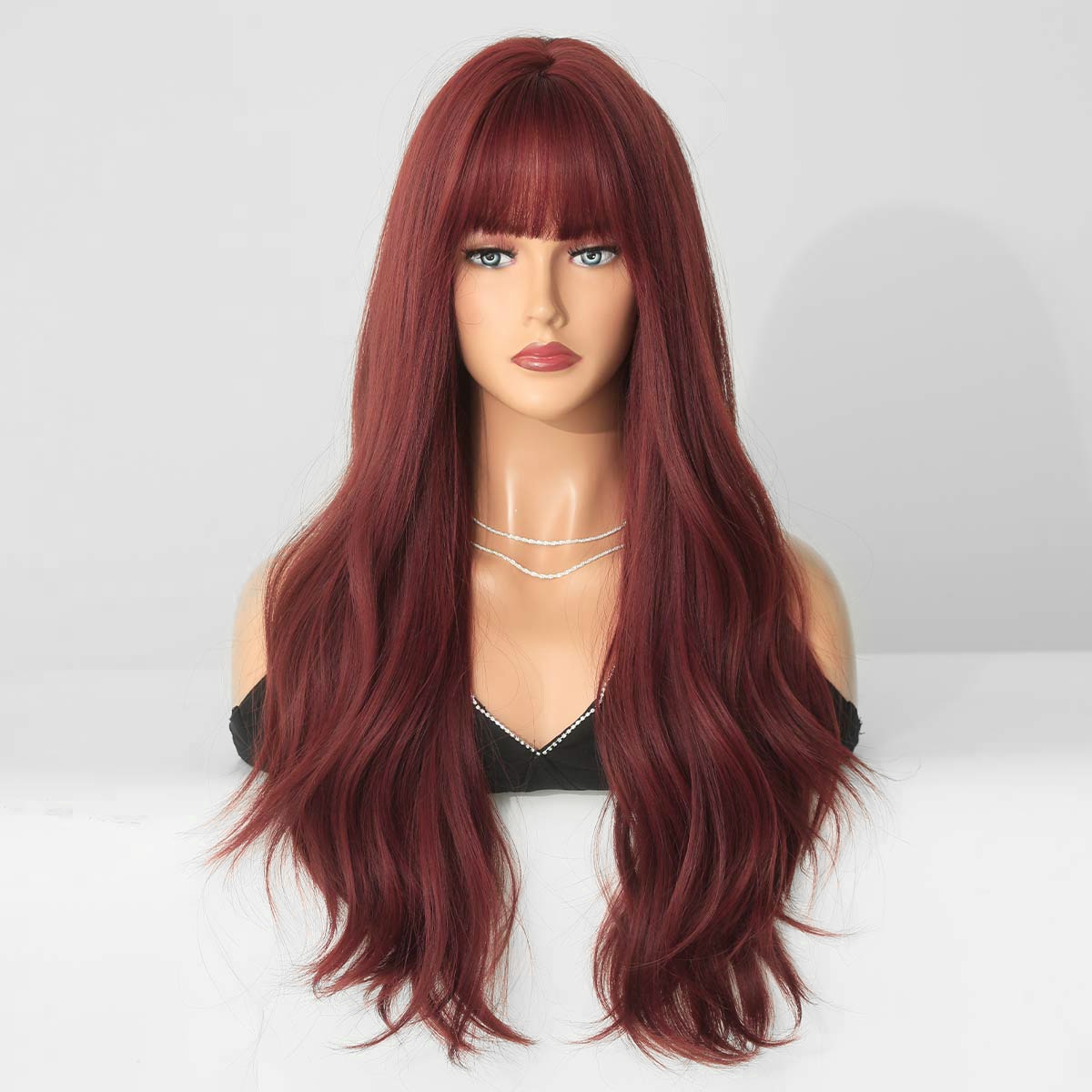 Synthetic Wigs for Women Long Wavy Ombre Red Wig Heat Resistant Natural Cosplay Party Wigs Cosplay Party Lolita Wigs