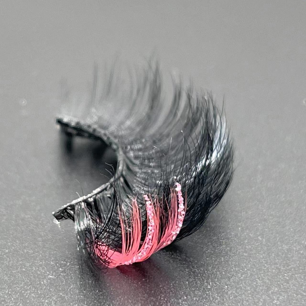 Glitter ombre Colored Lashes 20MM Mink Lashes Dramatic Colorful Natural Eyelashes Extension Fake Eyelashes