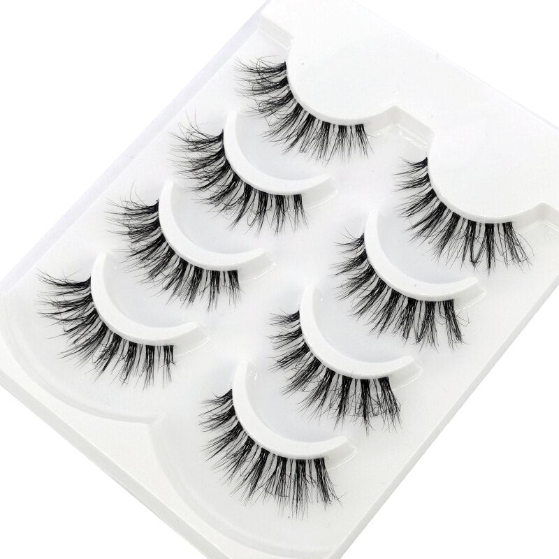 4/7 Pairs 3D Mink Lashes Natural Long Full Strip Lashes Transparent Short Mink EyeLashes Style False Eyelashes