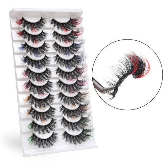 10/5Pairs Colored Lashes 3d Mink Lashes Dramatic Colorful Natural Eyelash Extension Fake Eyelashes