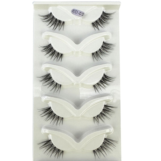 5 Half Lashes Cat Eye Nature Long Full Strip Lashes Faux Cils maquillage Invisible Band False Eyelashes