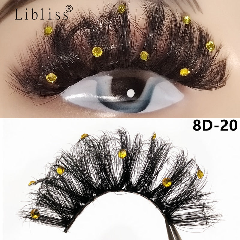 Natural/Long Glitter Shimmery Butterfly Eyelashes 25mm HandMade Full Strip Faux Mink Lashes With Butterflies