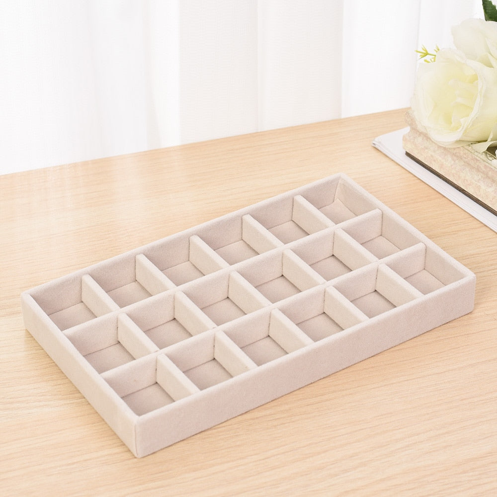 Flannelette Jewelry Display Stackable Exquisite Jewellery Holder Portable Ring Earrings Necklace Organizer Box Organizator
