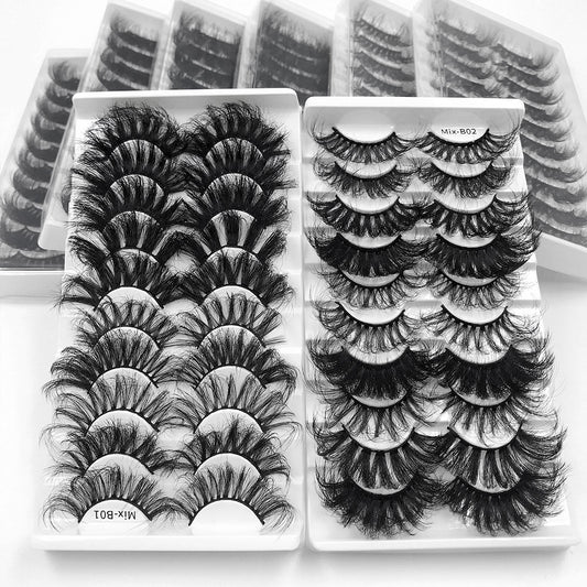 10 Pairs False Eyelash 3D Mink Eyelashes Cruelty Free Natural Eyelash Fluffy Long Cross Thick Mink Lashes Handmade Eye Lashes