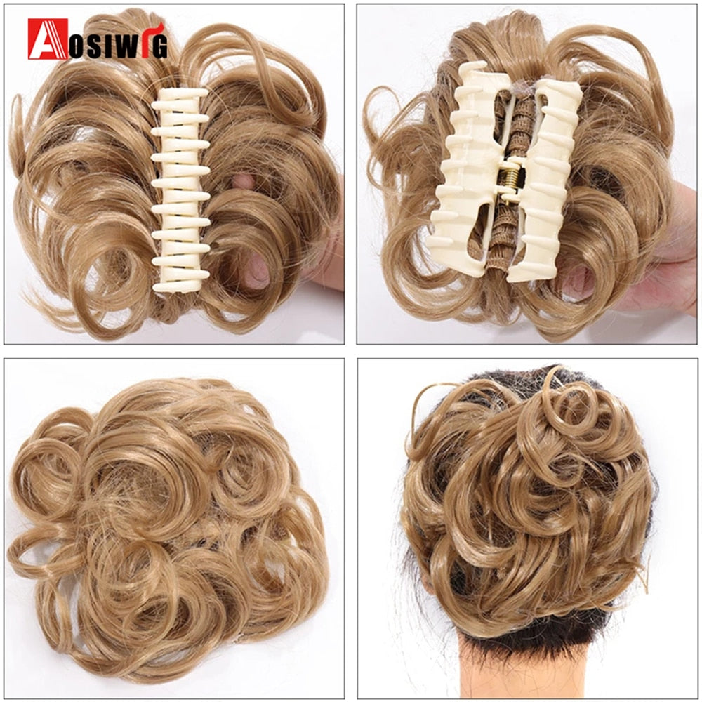 Synthetic Messy Chignon Scrunchies Natural Curly Hair Bun Pieces Fake False Hairpieces For Women Ponytail Extensions