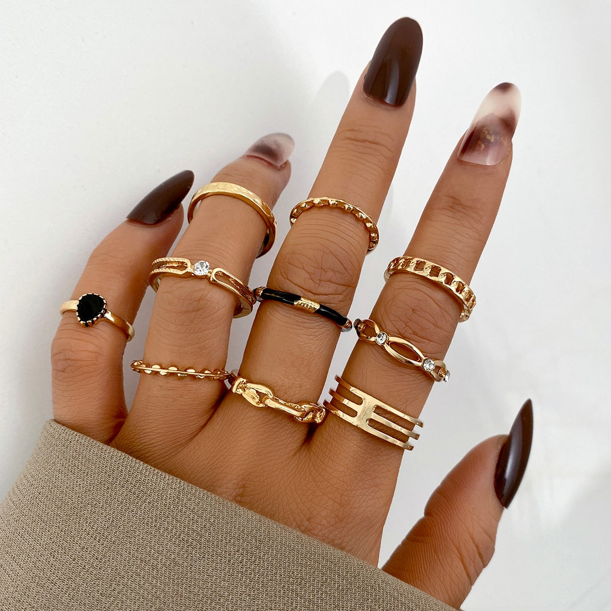 Boho Gold Color 22pcs Heart Rings Set For Women Vintage Geometric Cross Pearl Butterfly Finger Ring Women Jewelry