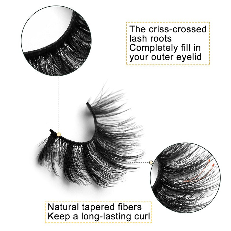 20 Pairs Mink Fluffy Lashes Eyelash Extension Natural False Eyelashes Dramatic Volume Lashes Reusable Lashes