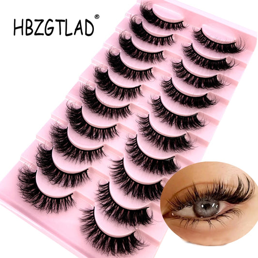 10 pairs Natural False Lashes 3D Mink Lashes Faux Mink Fluffy Lash Soft Full Thick Wispy Eyelash Dramatic False Eyelashes