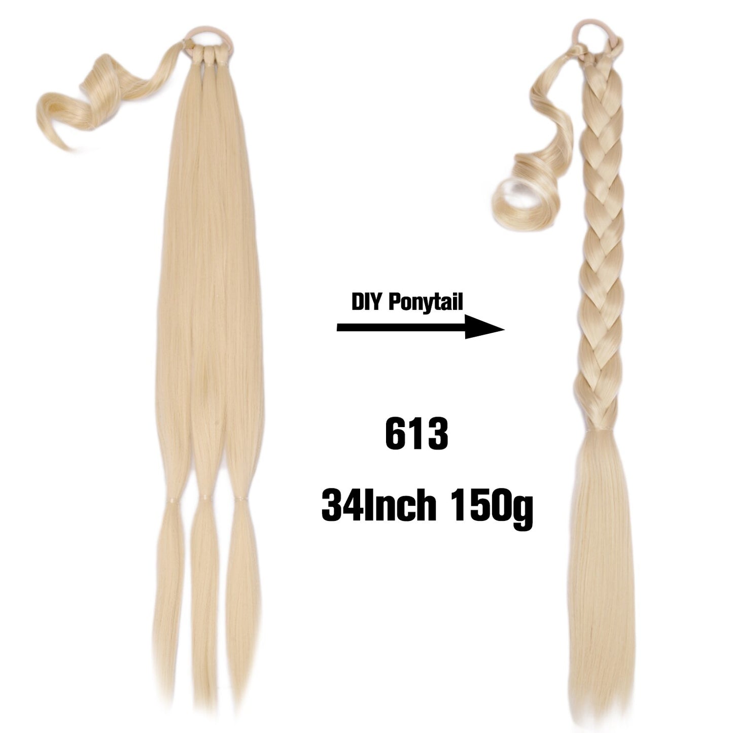 Synthetic Heat Resistant Braided Fishtail Fishbone Drawstring Ponytail Hairpiece Blonde Hair Extensions For Woman