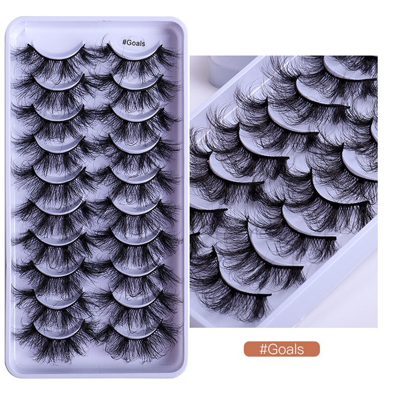 10 Pairs Faux Mink Lashes Natural False Eyelashes Fluffy Soft Wispy Dramatic Volume Lash Extension Wispy Long 3D