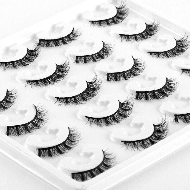 Lashes Natural Cat Eye Look black False Eyelashes Wispy Lashes Fluffy 3D Faux Mink Eyelashes Fake Eyelashes 10Pairs Pack