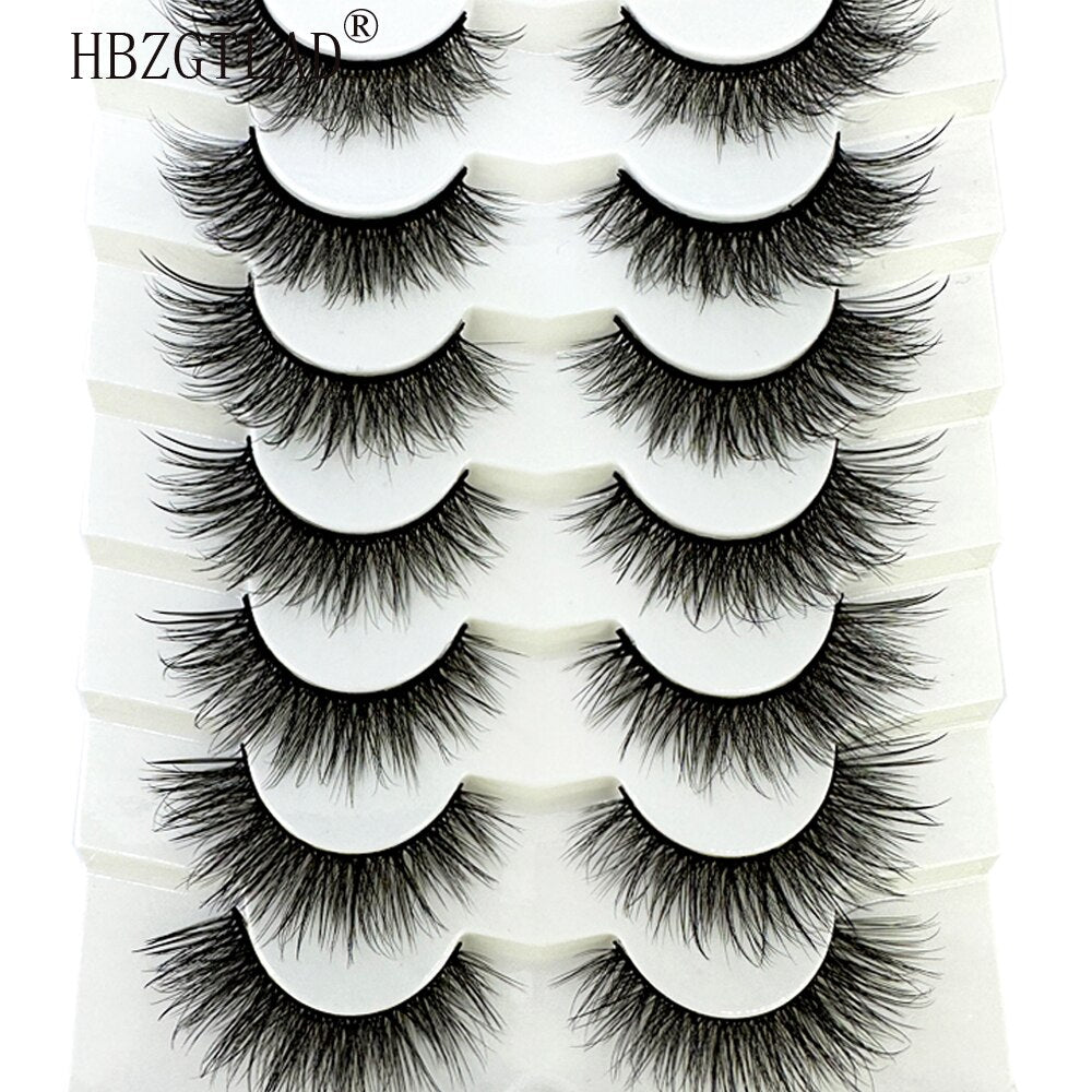 7Pairs Eyelashes 3D Mink Lashes Fluffy Soft Wispy Volume Natural long Cross False Eyelashes Eye Lashes Reusable