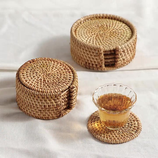 1Pc Natural Round Rattan Coaster Hand Made Friendly Cup Mat Tea Coffee Mug Drinks Holder Tableware Decor Insulation Pads