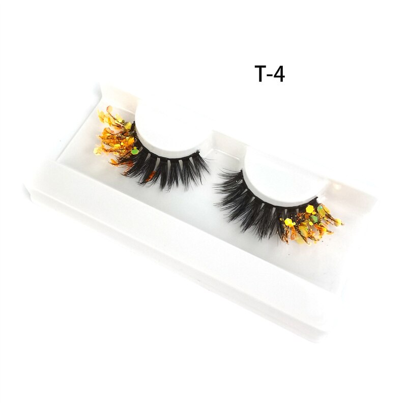 3D Diamond Shiny Fluffy Handmade Faux Mink Dramatic Decoration Eye Dress up EyeLashes Set False Eyelashes Colored Lashes