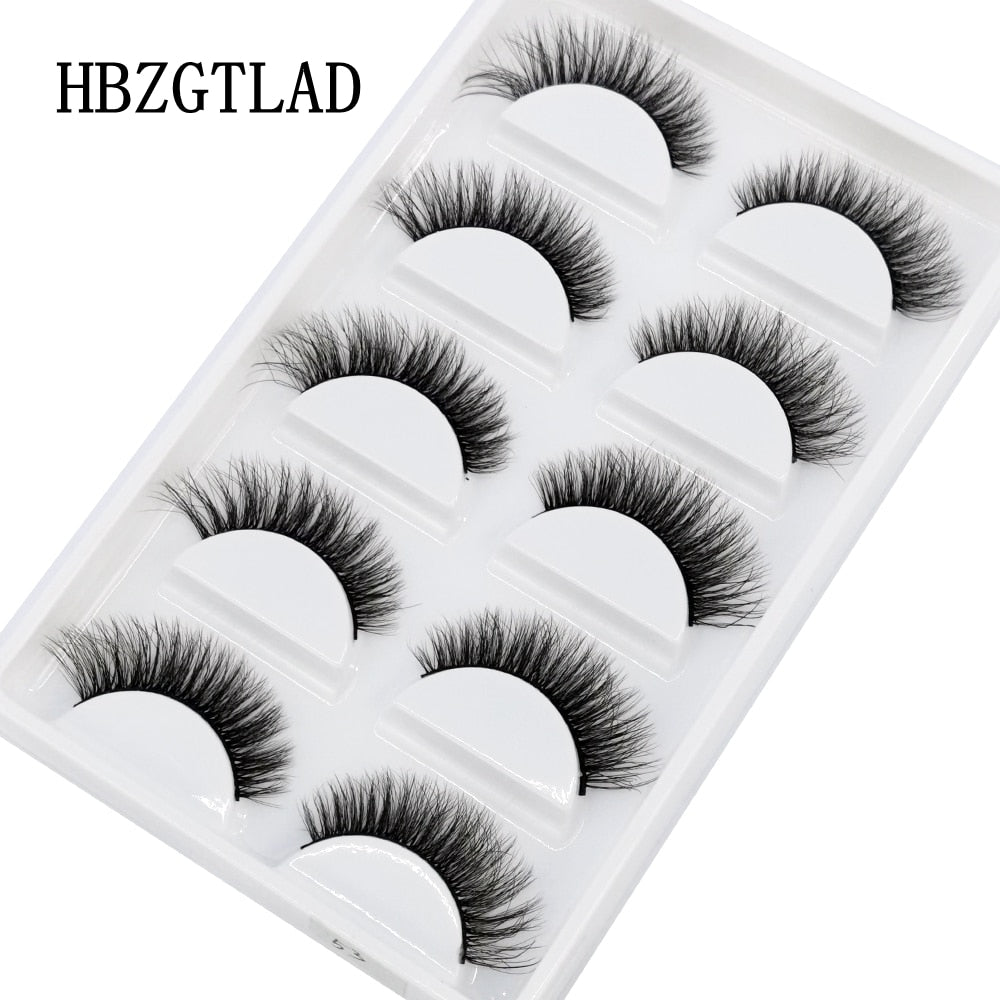 5 Pairs Handmade 3d mink lashes short False Eyelashes Dense Natural Long Messy Eye Lashes Reusable Stage False Eyelashes