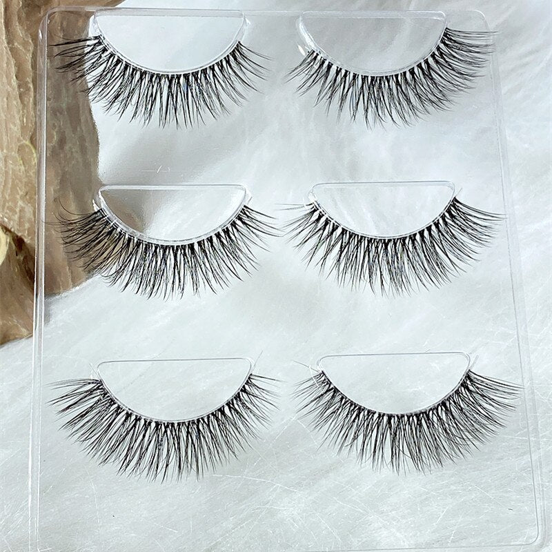 Transparent Terrier 3 Pairs 3D Mink EyeLashes False Lashes Thick EyeLash Lashes Natural Soft Fake EyeLashes