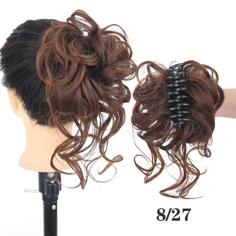 Synthetic Hair Bun Messy Scrunchies Hairpiece Accessories Claw Clip Chignon Curly Fake Hair Elastic Hair Band for Women