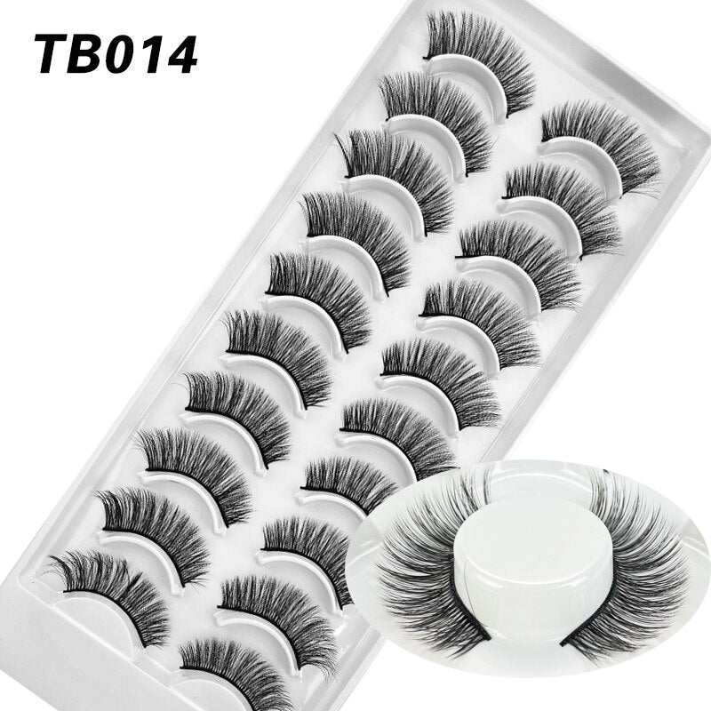 10 Pairs Natural 3d Faux Mink False Eyelashes Dense Curls Slim Short Lashes Cosplay Dramatic Eyelashes