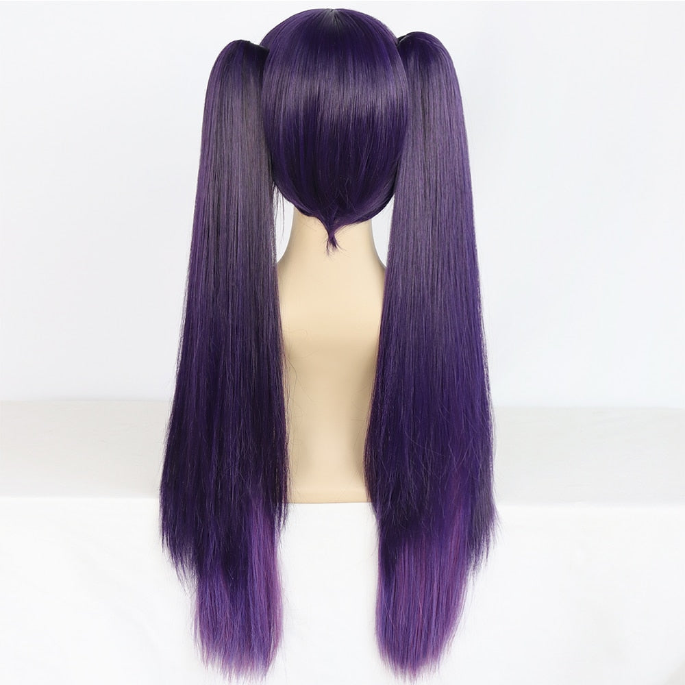 Game Genshin Impact - Hutao Cosplay Wig Purple Long Straight Hair Halloween Party Heat Resistant Synthetic Cosplay Wig