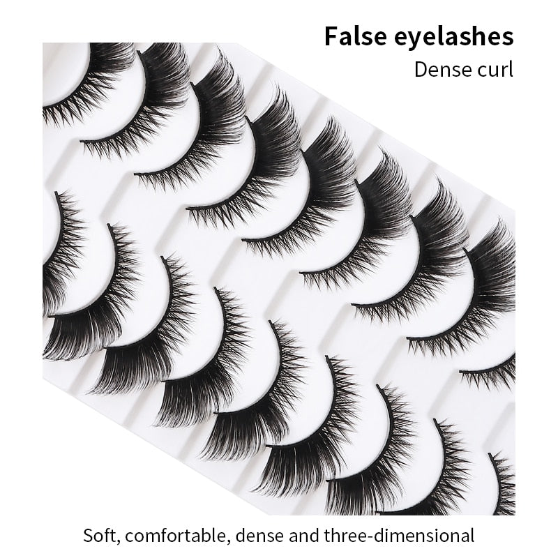 5/7/10Pairs Cat Eye Lash False Eyelashes Natural Faux Mink Eyelashes