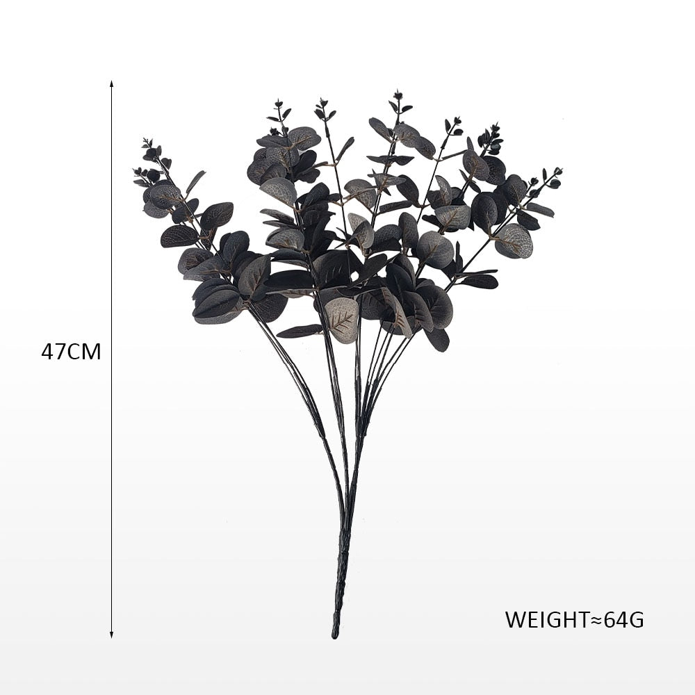1PCS Simulation Black Eucalyptus Leaf Fake Flower Simple Home Decoration Lysimachia Artificial Plant